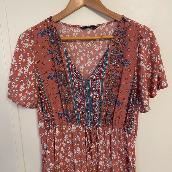 BloomChic Floral Maxi Dress - Terracotta and Blue Size 14/16 Boho - Picture 3 of 12